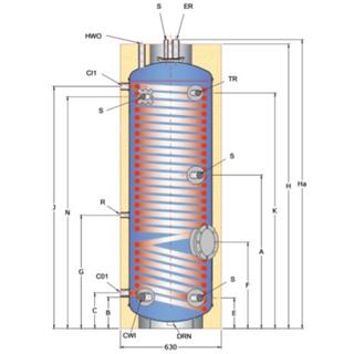 Boiler λεβητοστασίου για αντλία θερμότητας με ένα εναλλάκτη Selko KLS-ΑΘ